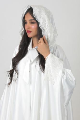عبايه العروس دانتيل الاكمام و الرأس
