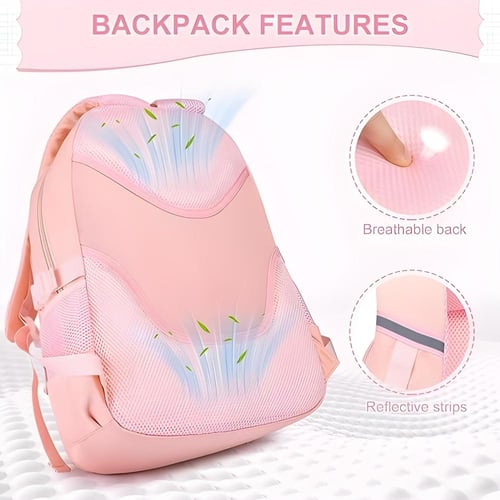 حقيبة مدرسية للبنات بتصميم لطيف و مساحة واسعة مع د...