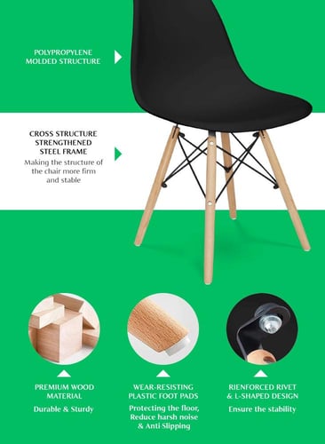 كراسي طعام، بأرجل خشبية بتصميم أنيق