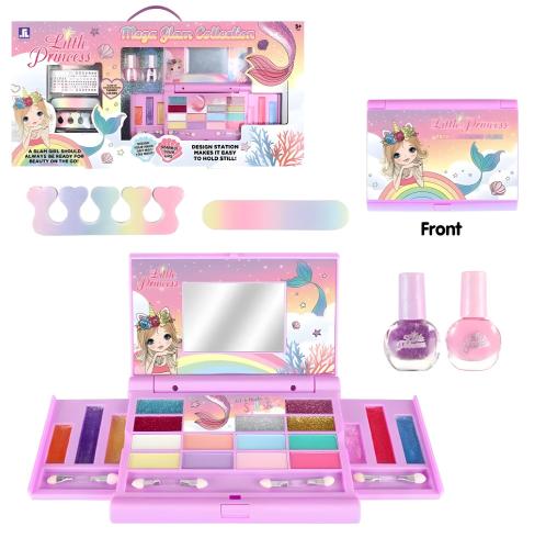 طقم مكياج البنات المتكامل مع مرآة و علبة تخزين – L...
