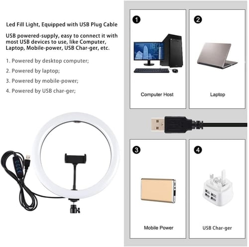 حلقة اضاءة ليد احترافية مع حامل ثلاثي لتصوير ثابت...