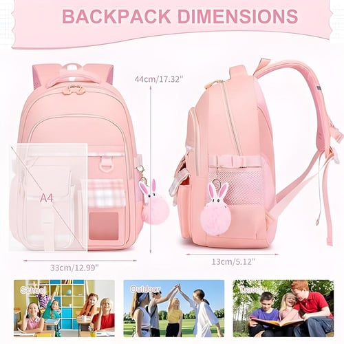 حقيبة مدرسية للبنات بتصميم لطيف و مساحة واسعة مع د...