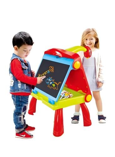 سبورة رسم و تعليم مزدوجة للأطفال مع رف تخزين و أقل...