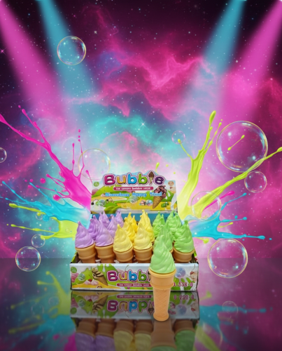 فقاعات صابون للأطفال شكل آيس كريم ملون – علبة 30 ح...