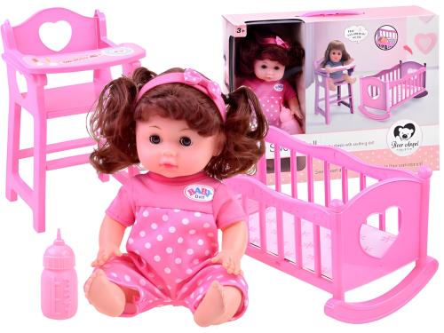 طقم دمية مع سرير هزاز و كرسي طعام – لعبة محاكاة وا...