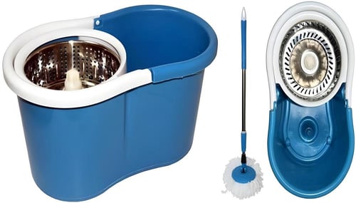 دلو تنظيف مع ممسحة دوارة و عصر يدوي للتنظيف السريع...