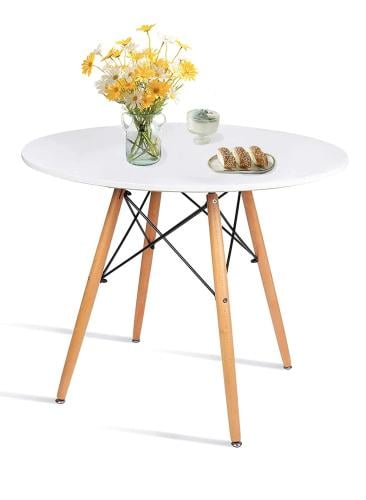 طاولة جانبية دائرية بأرجل وجوانب مستديرة من الخشب...