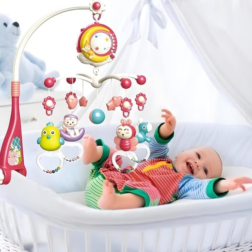 دوّارة سرير موسيقية للأطفال مع دمى متحركة – دوران...