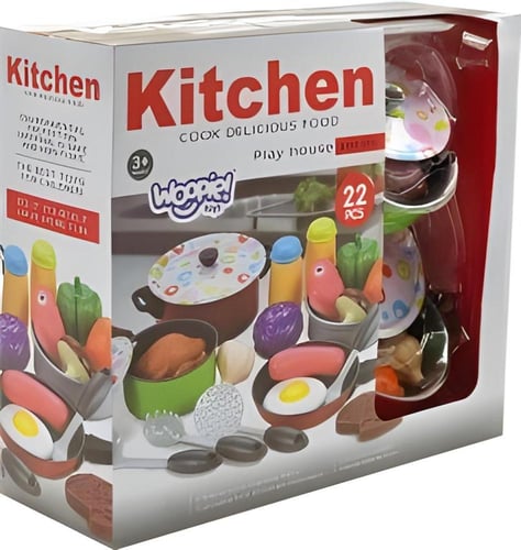 مجموعة مطبخ لعب للأطفال مع أواني و مواد غذائية – 2...