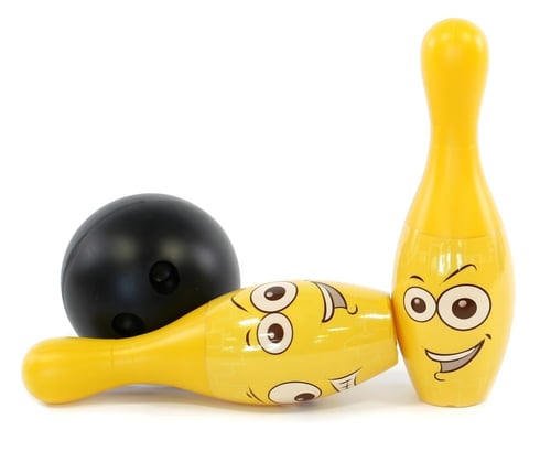 لعبة بولينج للأطفال بوجوه تعبيرية – مجموعة 6 قطع م...