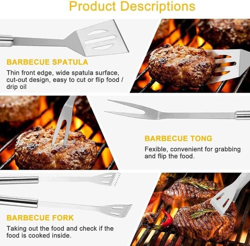 طقم ادوات شواء احترافي من الستانلس ستيل مع حقيبة ح...