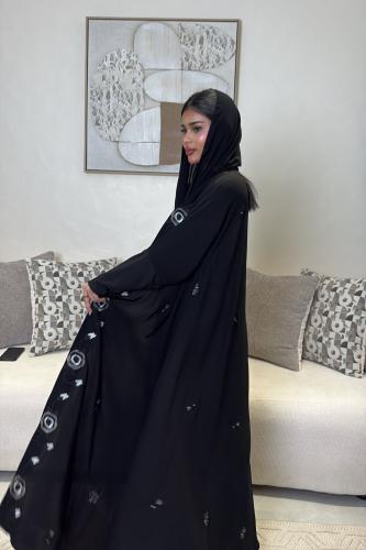 عباية "سديم" – دبل كلوش قماش إنترنت بتطريز فاخر