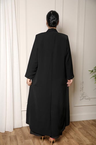 عباية بليزر سوداء رسمية بقصة واسعة وجيب جانبي لإطل...