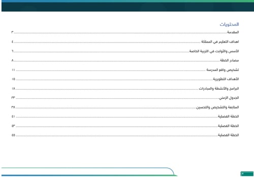 الخطة التشغيلية - ابتدائي تربية خاصة
