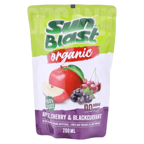 سن بلاست ١٠٠% عصير تفاح وكرز وكشمش اسود عضوي ٢٠٠ مل | Sun Blast Organic Apple & Cherry & Blackcurrant Juice 200ml