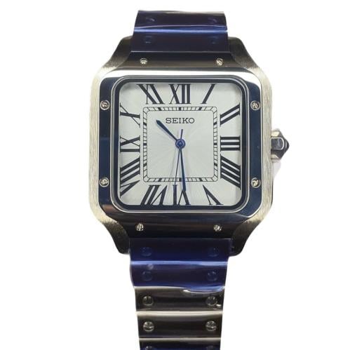 Seiko Model Santos watch with Roman numerals in white