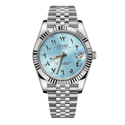 Seiko Model Date Just watch in ice blue color