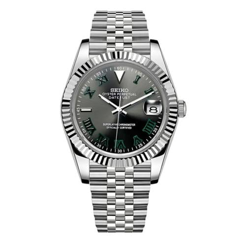 Seiko Mod Diet Just in silver color with green Roman numerals (Wimbledon)