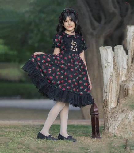 فستان كولكشن العيد (اسود وعنابي)