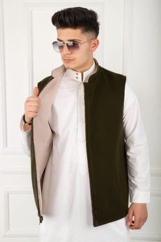 سديري جوخ زيتي غامق/وردي فاتح