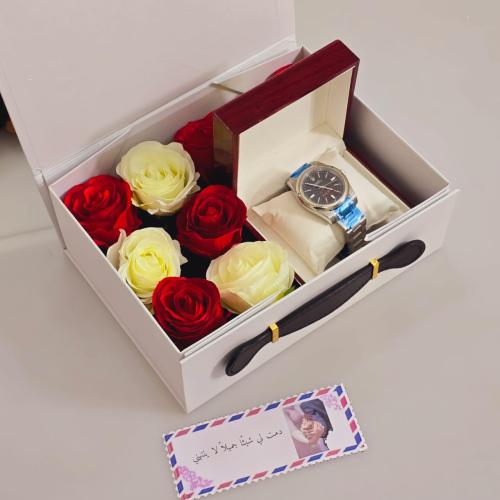 بوكس هدية ساعة رجالي رولكس اويستر بوبتشوال اسود