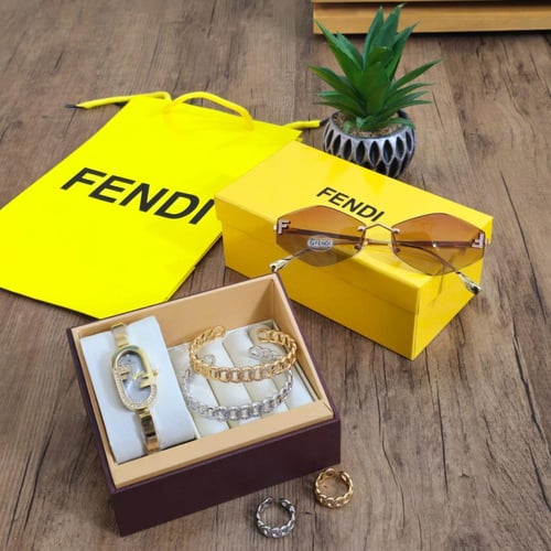 طقم هدايا فندي النسائي – نظارة وساعة