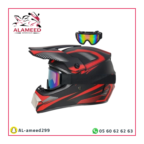 خوذة DR مع نظارة لون احمر