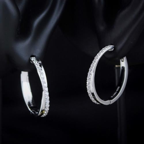 حلق بفصوص الزركون فضي من رامس