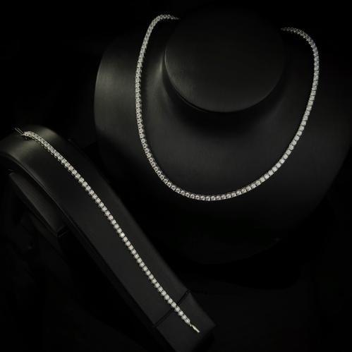 طقم تنس عقد و اسوارة فضي من رامس