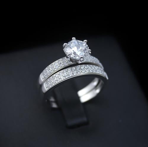 خاتم توينز بفصوص الزركون فضي من رامس