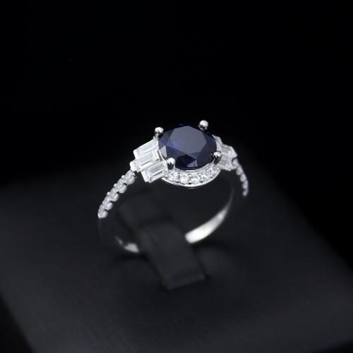 Ring with blue and white zircon, gold-plated, from...