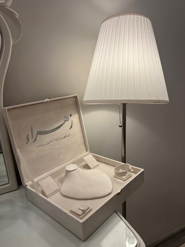 علبة طقم مجوهرات - مخمل بيج