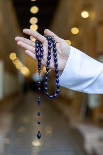 مسبحة فاتوران "حرباء" (F456) | أزرق نيلي بيض حمام...