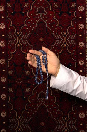 مسبحة فاتوران أزرق معرق طراز أنتيك 45 خرزة (F688)...