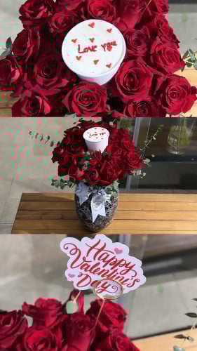 فازة ورد مع كوب كيك