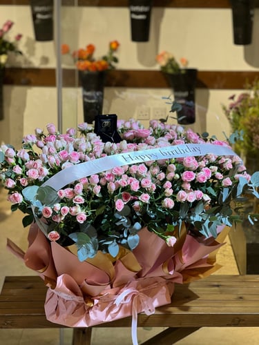 بوكيه البيبي روز العملاق مع شريطه