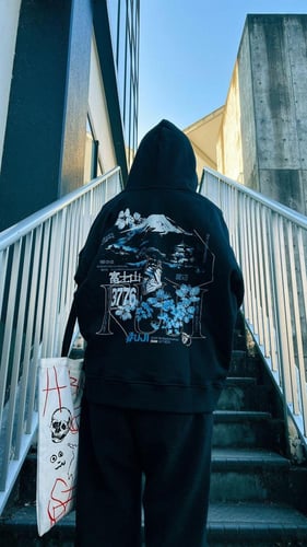 Fuji Oversized Black Hoodie