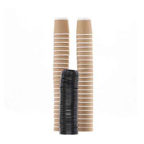 أكواب ورقية دبل طبقتين لون بني بغطاء اسود ( 50 حبة...