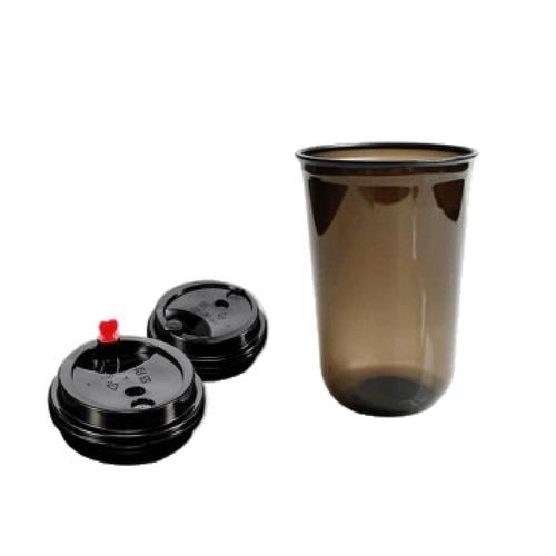 اكواب بلاستيك فاخرة v i p لون أسود بغطاء أسود و قل...