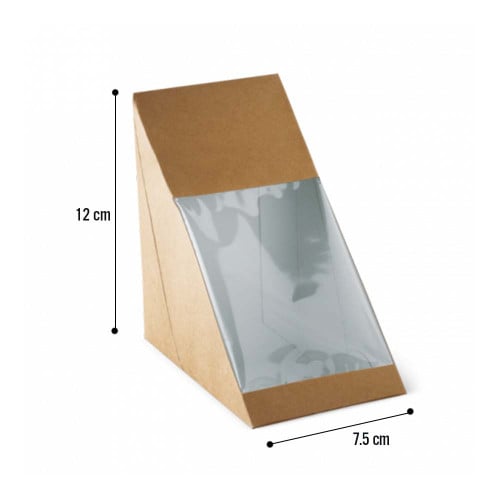 علب ورقية كرافت بنافذة كلوب ساندوتش (10 حبة)