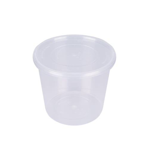 علب بلاستيك دائرية للمايكرويف والثلاجة لون شفاف مق...