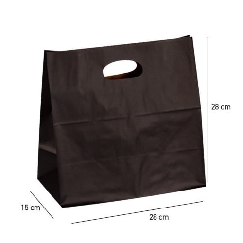 كيس ورق بحامل فتحه لون اسود مقاسات متعددة