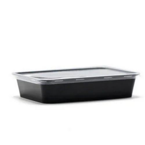 علب بلاستيك مستطيلة للمايكرويف والثلاجة لون اسود م...