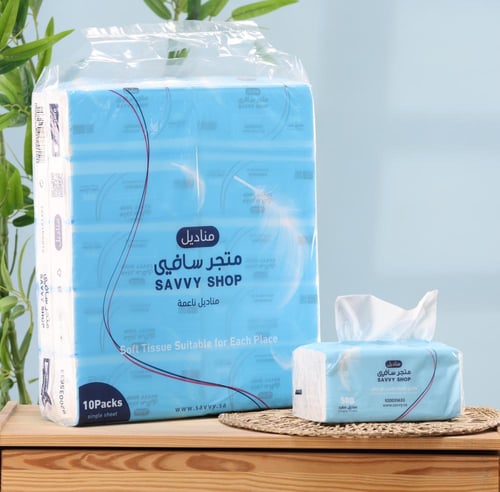 مناديل وجه سافي فائقة النعومة بعلبة بلاستيكية 500...