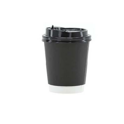 أكواب ورقية دبل طبقتين لون أسود بغطاء أسود ( 50 حب...