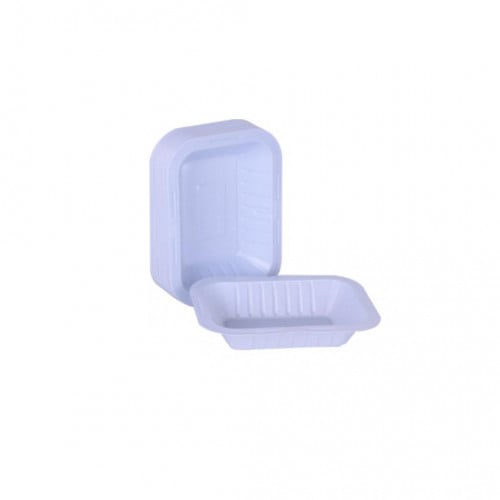 صحون بلاستيك مستطيل ابيض مقاسات متعددة ( 50 حبة )