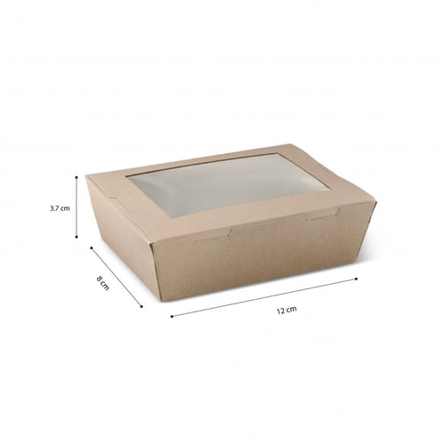 علب طعام ورقية بنافذة شفافة لون كرافت مقاسات متعدد...