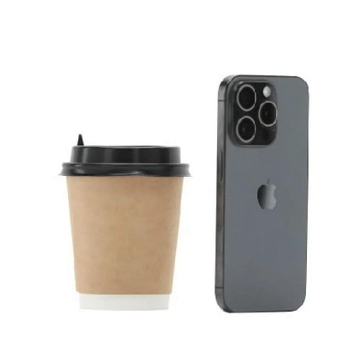 أكواب ورقية دبل طبقتين لون بني بغطاء اسود ( 50 حبة...