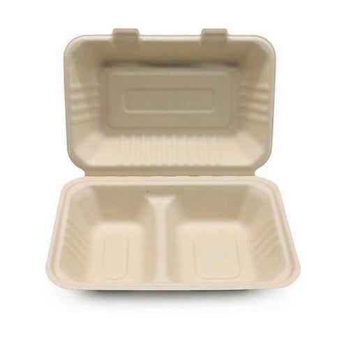 علبة طعام صحي للوجبات مع غطاء متصل من قصب السكر بأ...