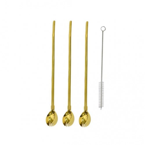 ملعقة بمصاصة رأس شوكة معدنية الوان متعددة مع فرشة...